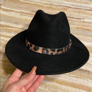 Black Fedora with Cheetah Band